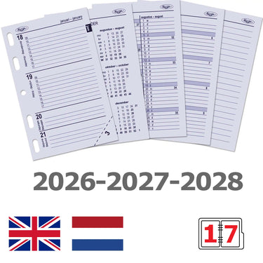 6247-26-27-28 104 x 68 mm Mini Ordre du jour Organizer REFOLLS SEMAINE NL EN 2026 2027 2028